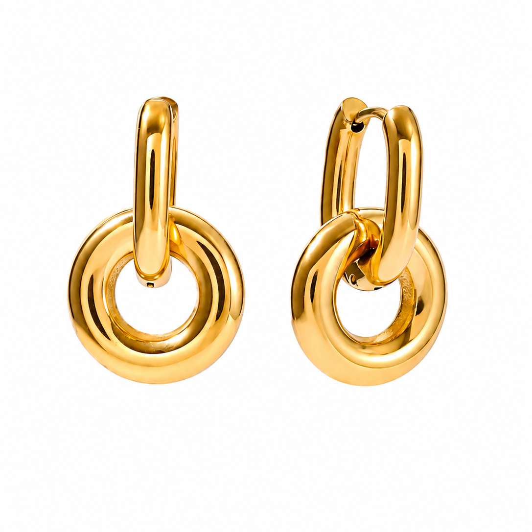 Double circle pendant earring