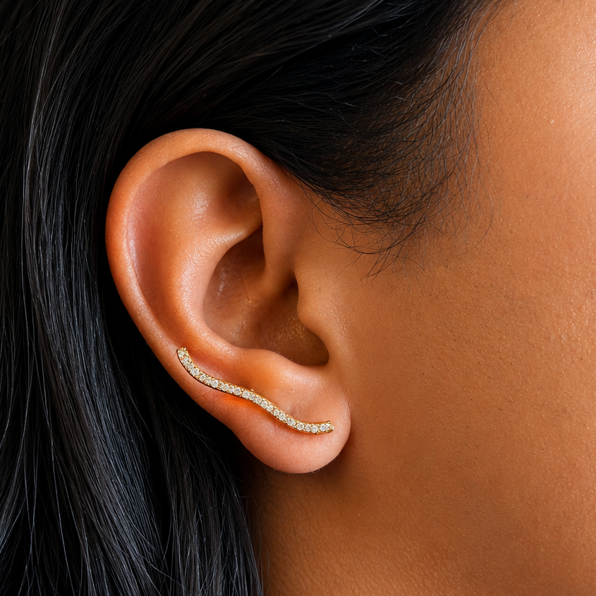 Wavy Rhinestones Earring