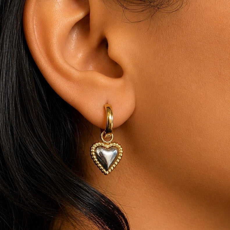 Heart drop earring