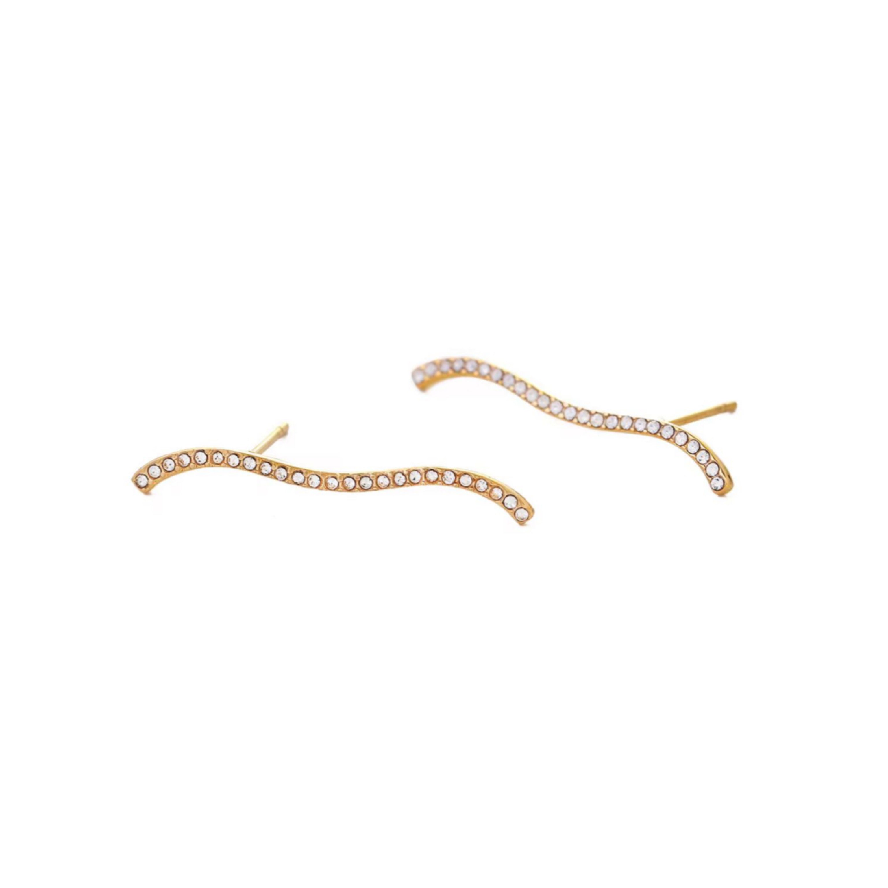 Wavy Rhinestones Earring